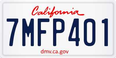 CA license plate 7MFP401