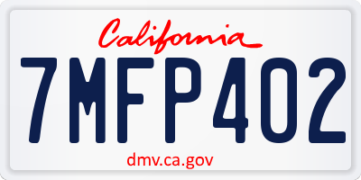 CA license plate 7MFP402