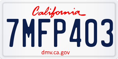 CA license plate 7MFP403