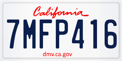 CA license plate 7MFP416