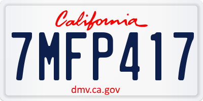 CA license plate 7MFP417