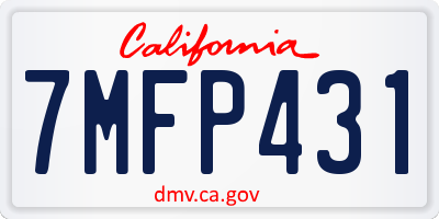 CA license plate 7MFP431