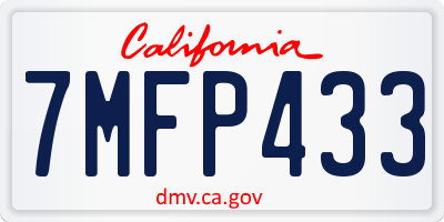 CA license plate 7MFP433