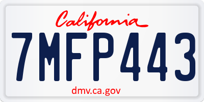 CA license plate 7MFP443