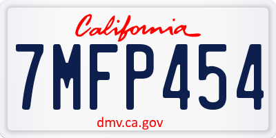 CA license plate 7MFP454