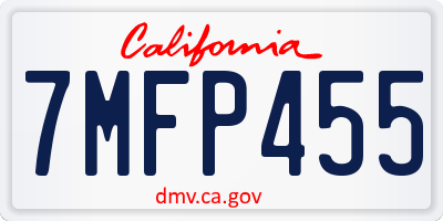 CA license plate 7MFP455