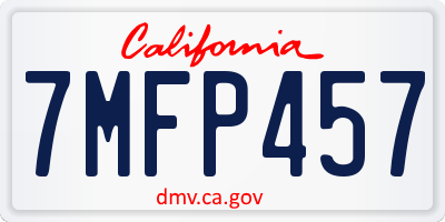 CA license plate 7MFP457