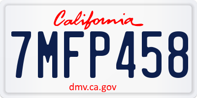 CA license plate 7MFP458