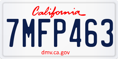CA license plate 7MFP463