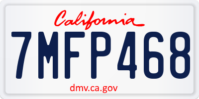 CA license plate 7MFP468