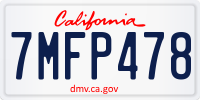CA license plate 7MFP478