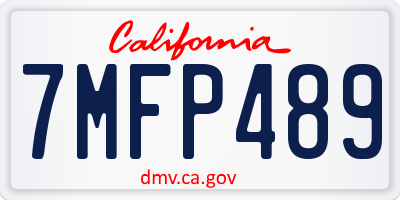 CA license plate 7MFP489