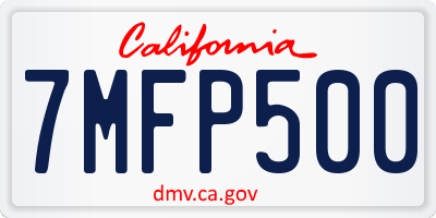 CA license plate 7MFP500