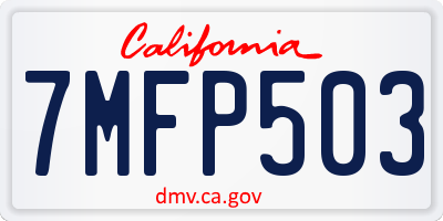 CA license plate 7MFP503