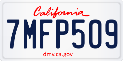 CA license plate 7MFP509