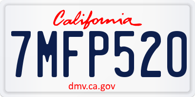 CA license plate 7MFP520
