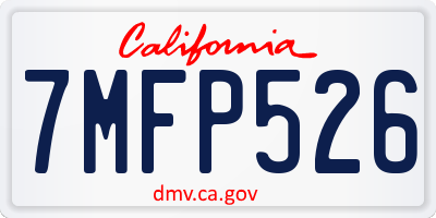 CA license plate 7MFP526