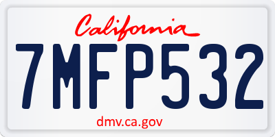 CA license plate 7MFP532