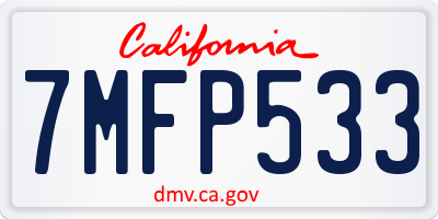 CA license plate 7MFP533