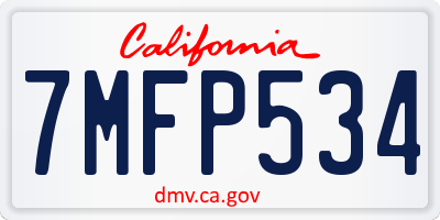 CA license plate 7MFP534