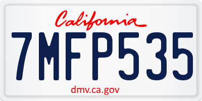 CA license plate 7MFP535