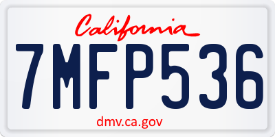 CA license plate 7MFP536