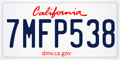 CA license plate 7MFP538