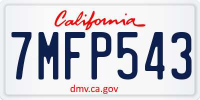 CA license plate 7MFP543