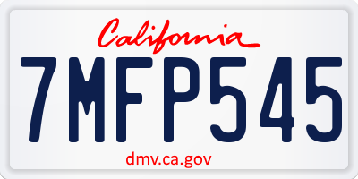 CA license plate 7MFP545
