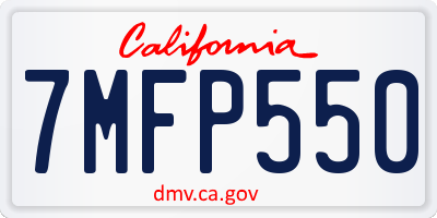CA license plate 7MFP550