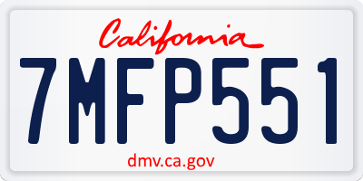 CA license plate 7MFP551