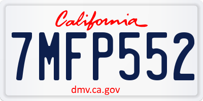 CA license plate 7MFP552