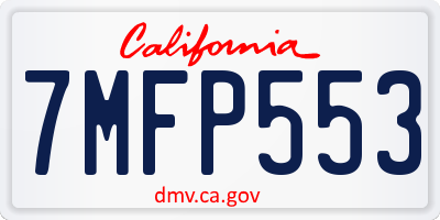 CA license plate 7MFP553