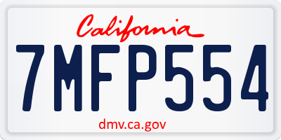CA license plate 7MFP554