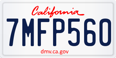 CA license plate 7MFP560