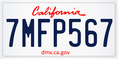 CA license plate 7MFP567