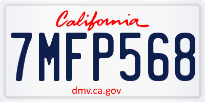 CA license plate 7MFP568