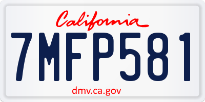 CA license plate 7MFP581