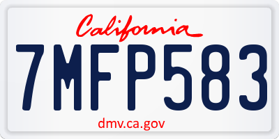 CA license plate 7MFP583