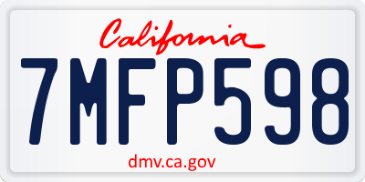 CA license plate 7MFP598