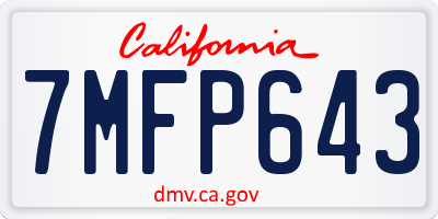 CA license plate 7MFP643
