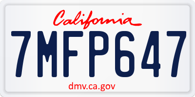 CA license plate 7MFP647