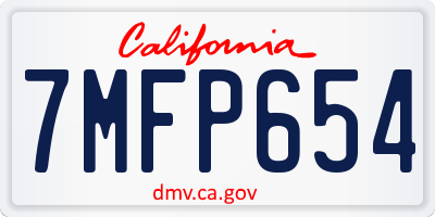 CA license plate 7MFP654