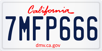 CA license plate 7MFP666