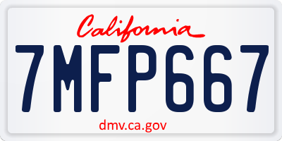 CA license plate 7MFP667