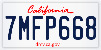 CA license plate 7MFP668