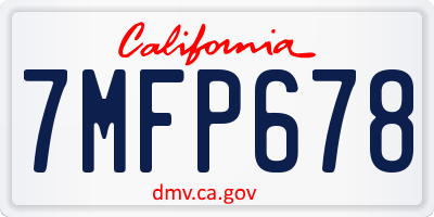 CA license plate 7MFP678
