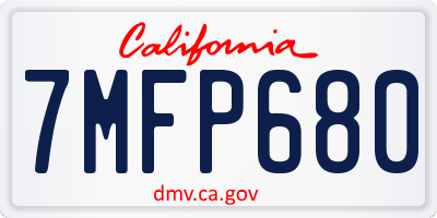 CA license plate 7MFP680