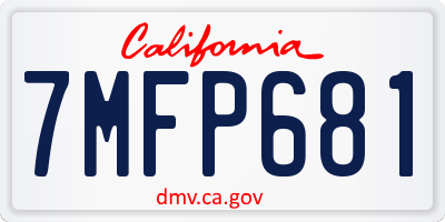 CA license plate 7MFP681