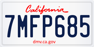 CA license plate 7MFP685